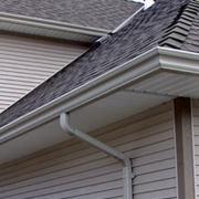 close up of newly installed seamless gutters - Rain Master Seamless Gutters