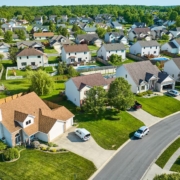 multi colored townhouses - Rain Master seamless gutter replacement
